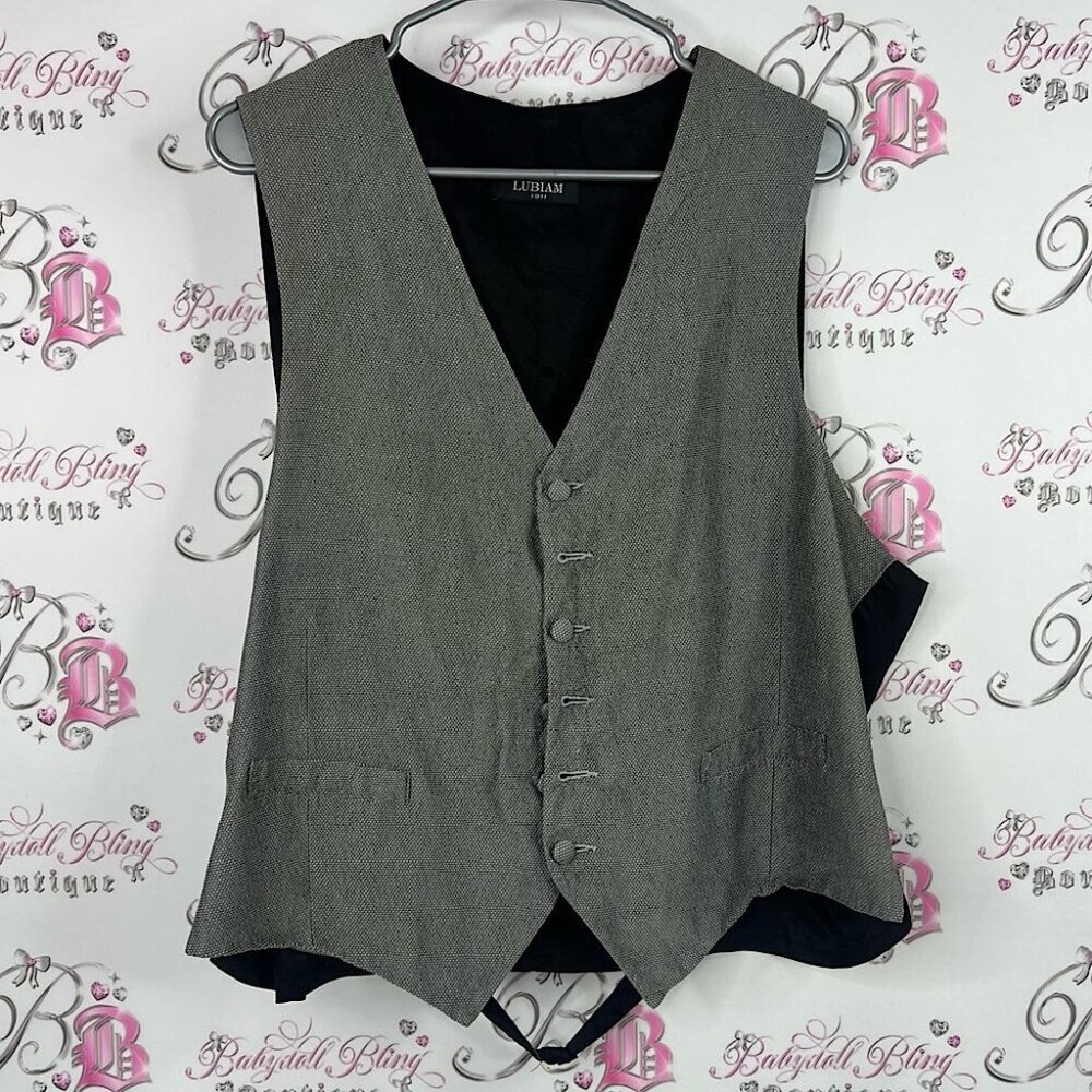 Lubiam 1911 vest formal button up Dark Gray Suit Jacket button down